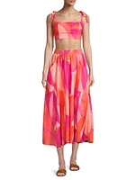 Paula Printed Cotton Midi-Skirt