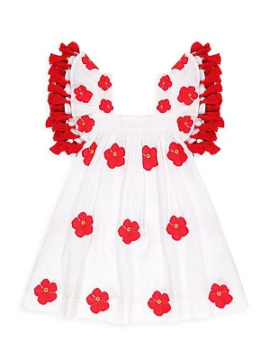 Little Girl's & Girl's Serena Hibiscus Appliqué Tassel Dress