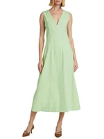 Sleeveless Cotton-Blend Midi-Dress