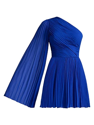 Asymmetric Pleated Chiffon Minidress