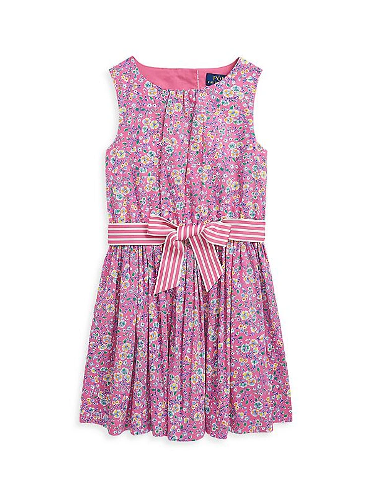 Little Girl's & Girl's Floral Cotton Fit-And-Flare Dress