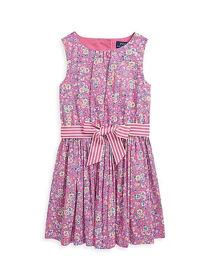Little Girl's & Girl's Floral Cotton Fit-And-Flare Dress