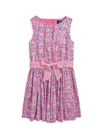 Little Girl's & Girl's Floral Cotton Fit-And-Flare Dress