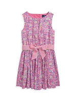 Little Girl's & Floral Cotton Fit-And-Flare Dress