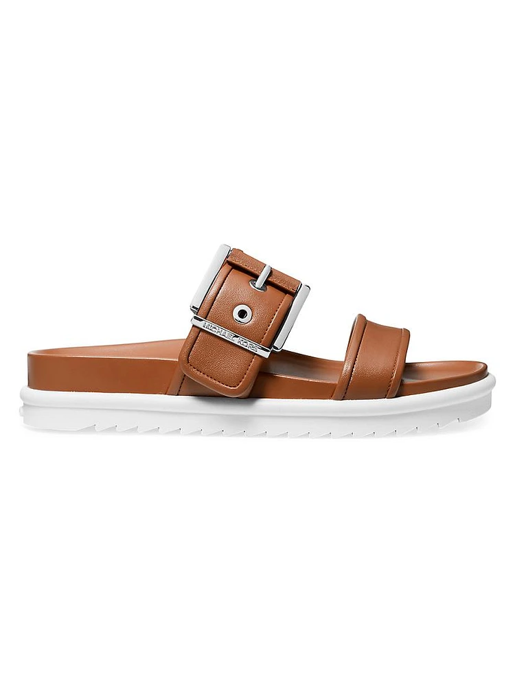 Colby Buckle-Accented Leather Slide Sandals