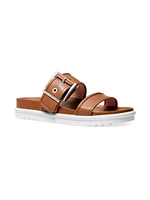 Colby Buckle-Accented Leather Slide Sandals