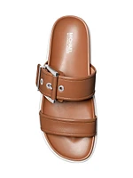 Colby Buckle-Accented Leather Slide Sandals