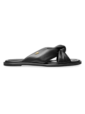 Elena Knotted Leather Flat Sandals