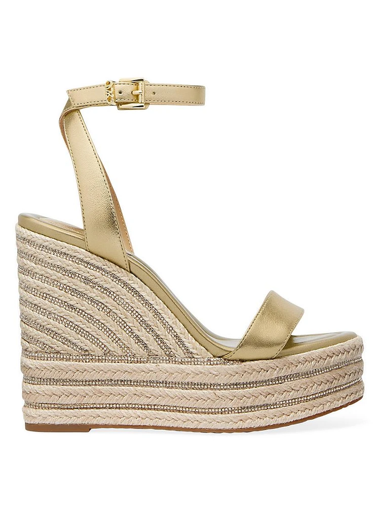 Leighton 130MM Metallic Leather Espadrille Wedge Sandals