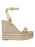 Leighton 130MM Metallic Leather Espadrille Wedge Sandals