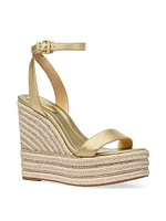 Leighton 130MM Metallic Leather Espadrille Wedge Sandals