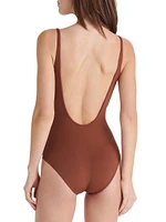 Damier Belted One-Piece Swimsuit