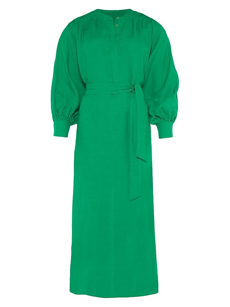 Aimée Blouson-Sleeve Shirtdress