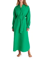 Aimée Blouson-Sleeve Shirtdress