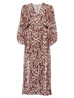 Sky Ikat-Inspired Silk Maxi Dress