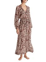 Sky Ikat-Inspired Silk Maxi Dress