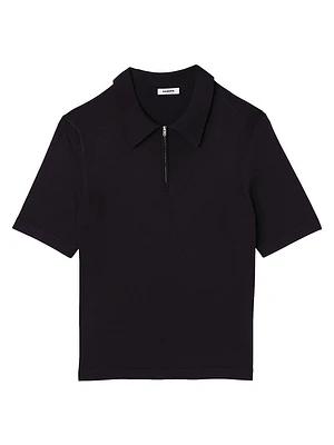 Knitted Polo Shirt With Zip Collar