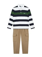 Little Boy's & Striped Long-Sleeve Rugby Polo Shirt