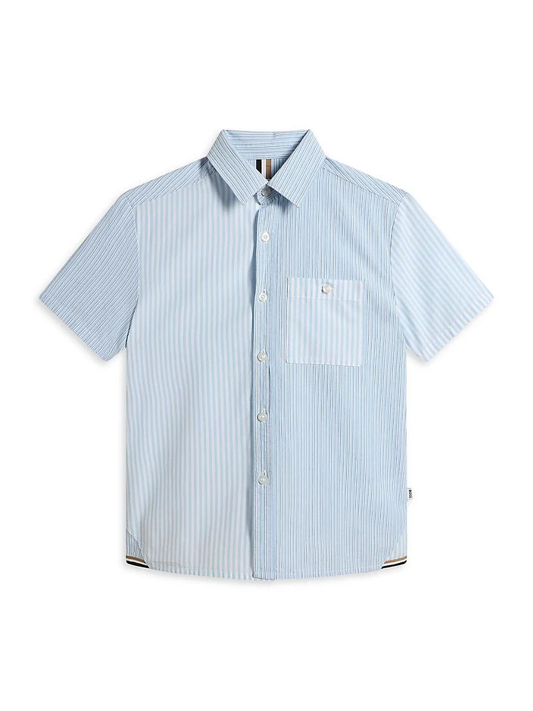 Little Boy's & Striped Short-Sleeve Shirt