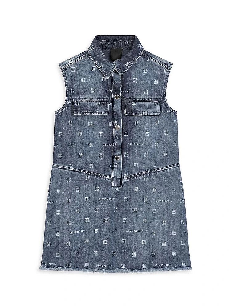 Little Girl's & Printed Denim Minidress