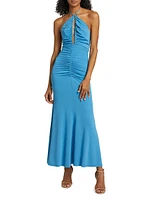 Idris Ruched Halterneck Dress