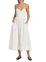 Carmine Corset Cotton Midi-Dress