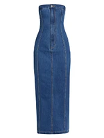 Leopol Denim Strapless Maxi Dress