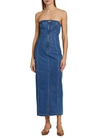 Leopol Denim Strapless Maxi Dress