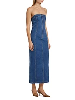 Leopol Denim Strapless Maxi Dress