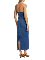 Leopol Denim Strapless Maxi Dress