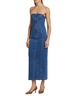 Leopol Denim Strapless Maxi Dress