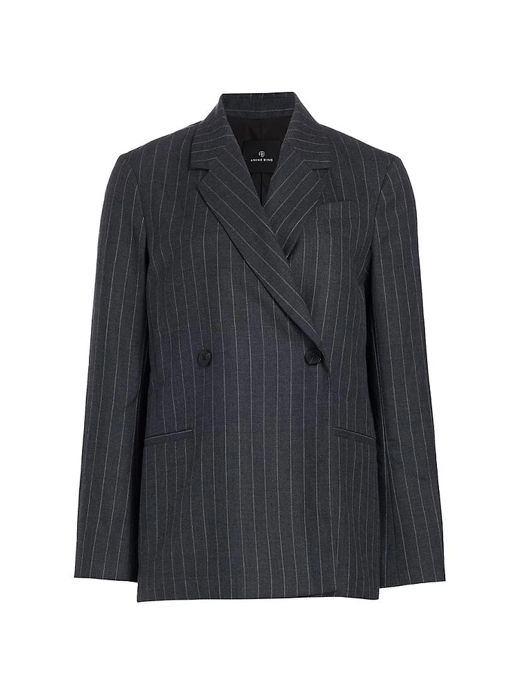 Kaia Wool-Blend Pinstripe Blazer