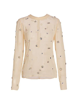 Crystal-Embellished Silk Top