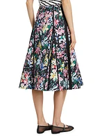 Floweworks Cotton Godet Midi-Skirt