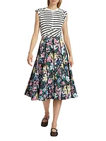 Floweworks Cotton Godet Midi-Skirt