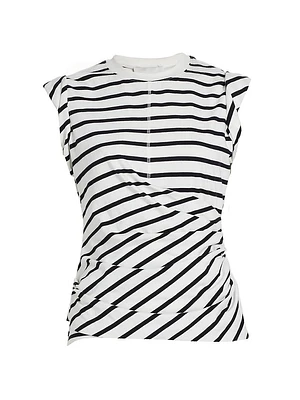 Striped Rolled Cotton Tank