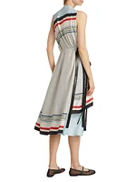 Striped Silk Sleeveless Midi-Dress