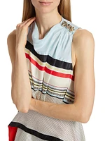 Striped Silk Sleeveless Midi-Dress