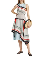 Striped Silk Sleeveless Midi-Dress