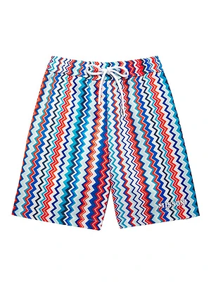 Little Boy's & Chevron-Print Swim Shorts