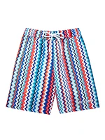 Little Boy's & Chevron-Print Swim Shorts