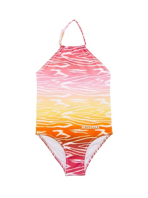 Little Girl's & Gradient Halter Neck Swimsuit