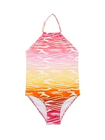 Little Girl's & Gradient Halter Neck Swimsuit