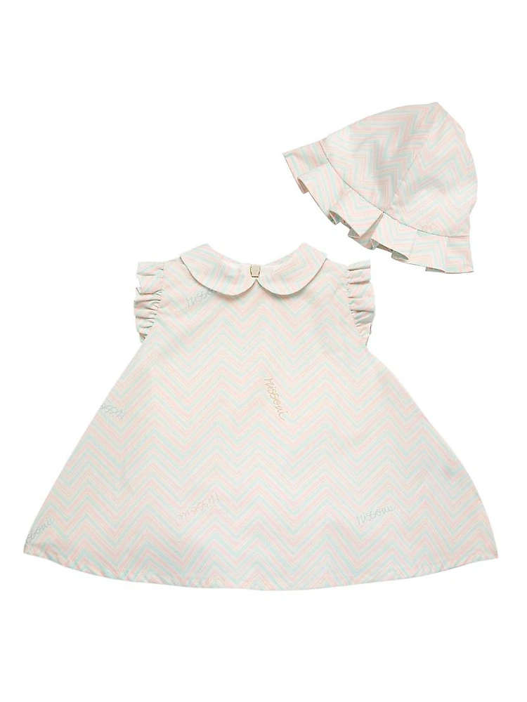 Baby Girl's Chevron Dress & Hat Set