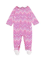 Baby Girl's Chevron Collared Footie & Beanie Set