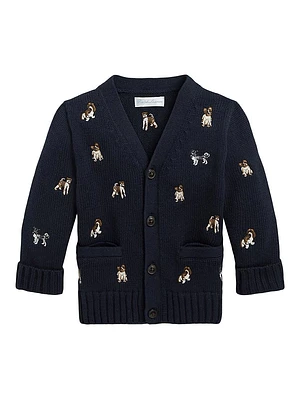 Baby Boy's Puppy Embroidered Cardigan