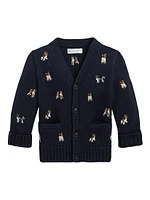 Baby Boy's Puppy Embroidered Cardigan