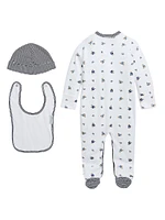 Baby Boy's Footie, Beanie & Bib Gift Set