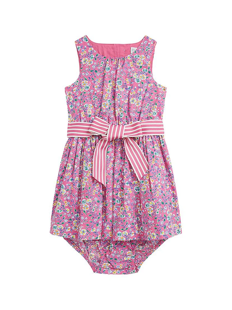 Baby Girl's Printed Sleeveless Poplin Dress & Bloomers Set