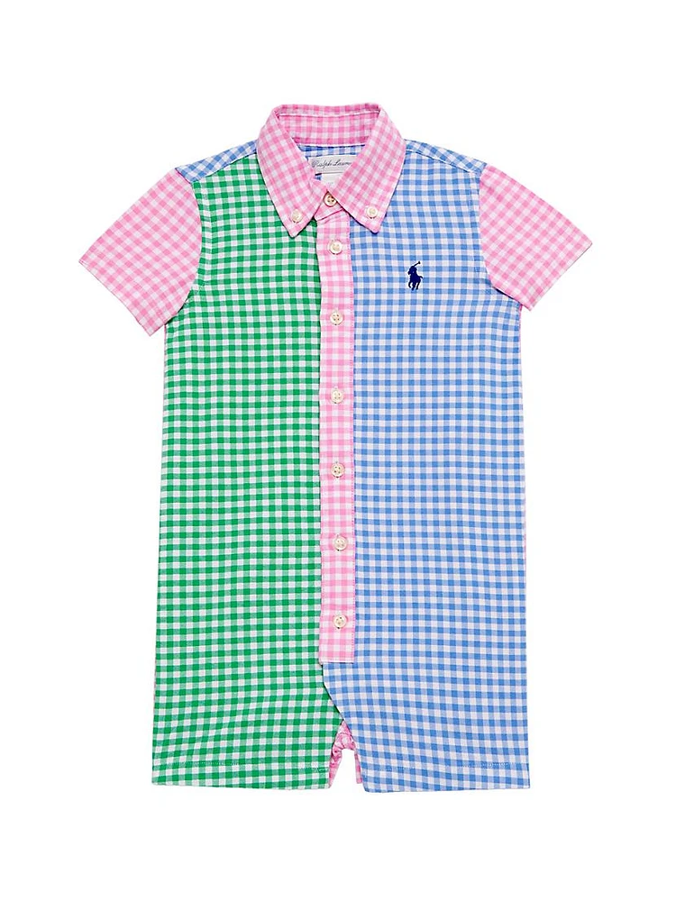 Baby Boy's Gingham Colorblock Romper